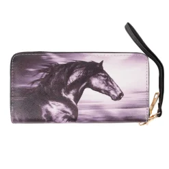 AWST Black Horse Zippered Wallet W/ Wristlet