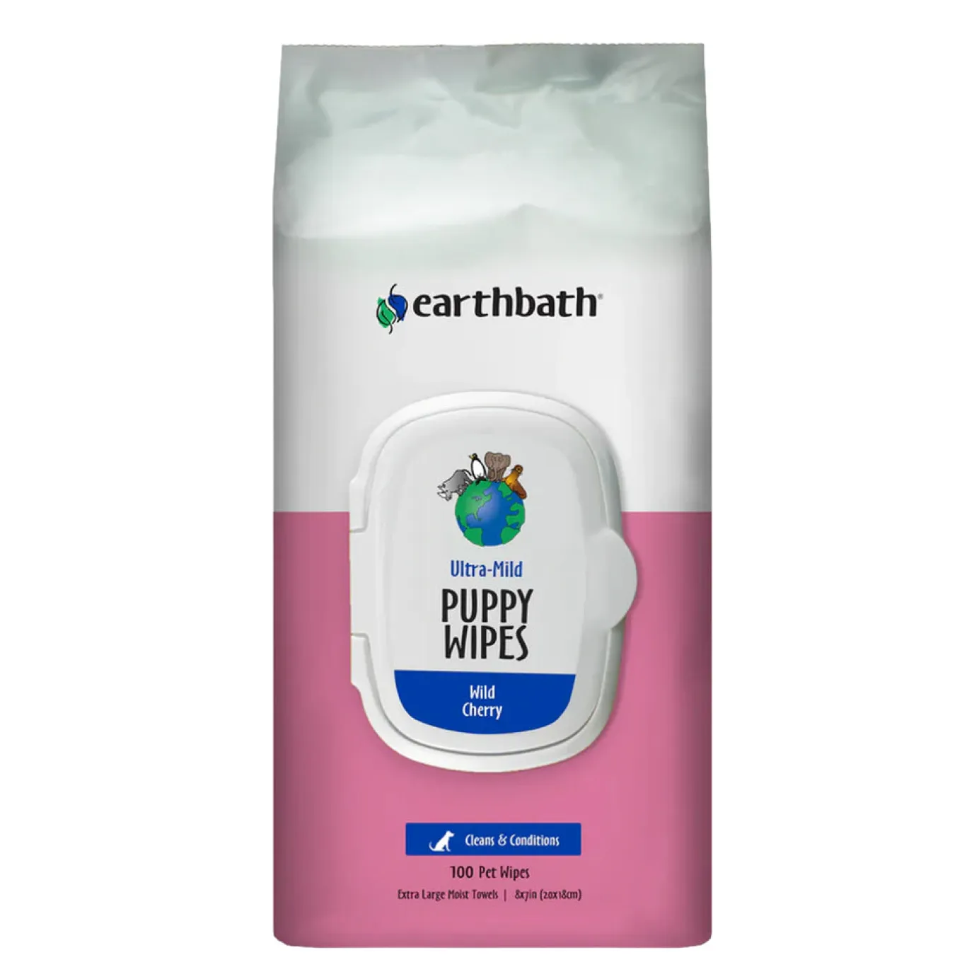Earthbath Ultra-Mild Wild Cherry Puppy Wipes - 100 Count