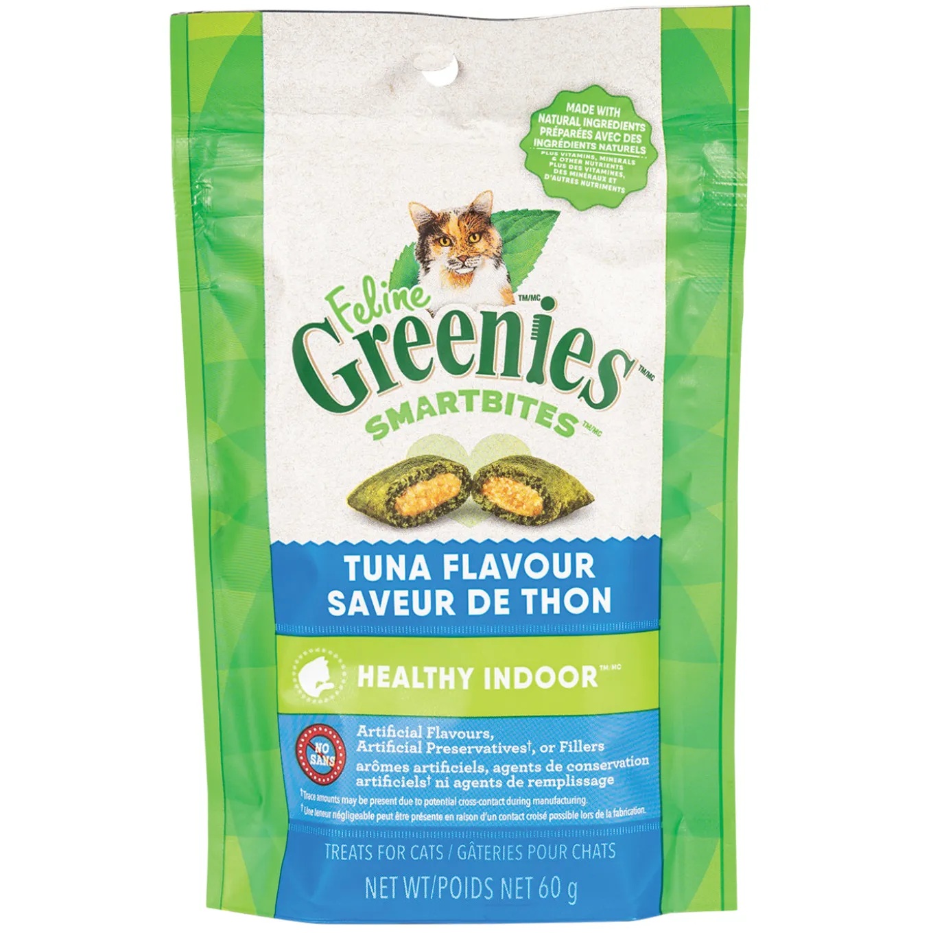 Feline Greenies Smartbites Hairball Control Tuna Cat Treats 60 g