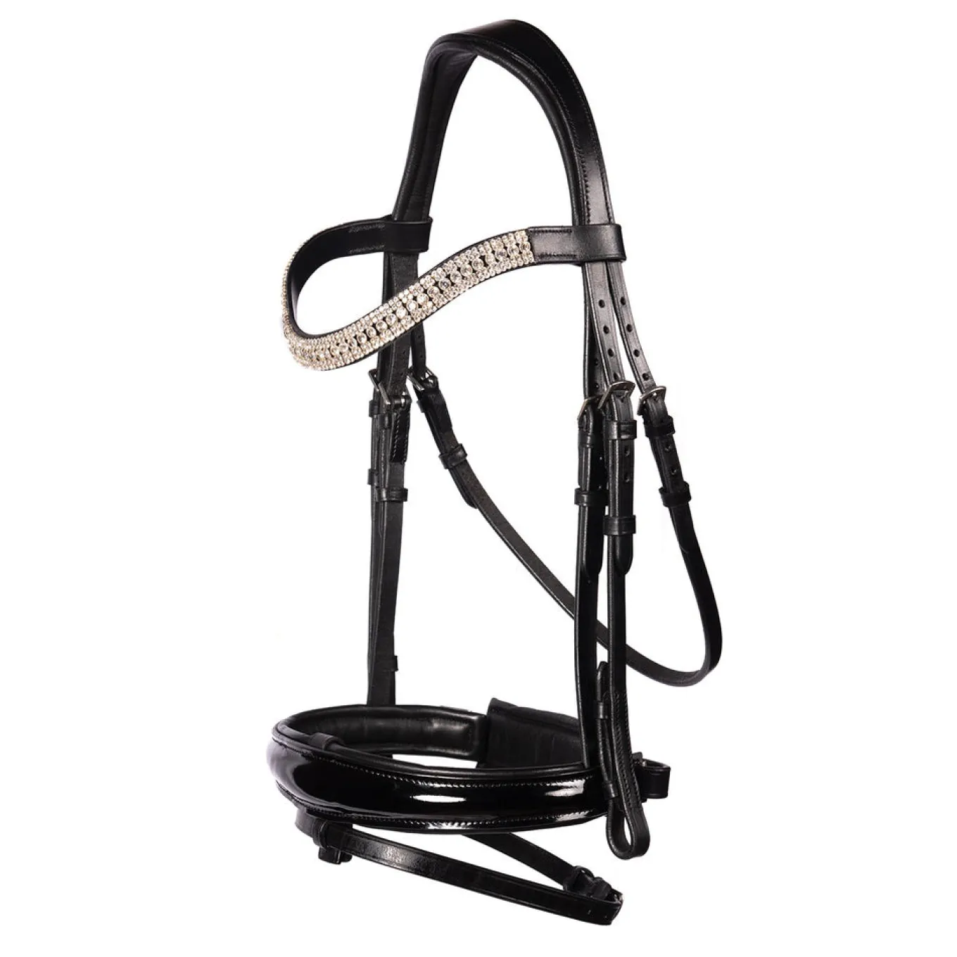 FFE Couture Patent Dressage Snaffle Bridle