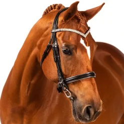 FFE Crystal V Silver Piping Dressage Snaffle Bridle