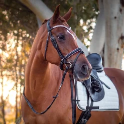 FFE Crystal V Silver Piping Dressage Snaffle Bridle