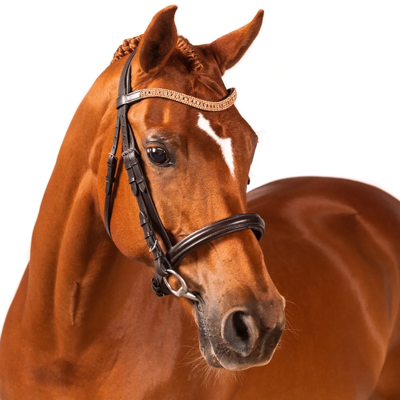 FFE Rose Gold Princess Wave Dressage Snaffle Bridle