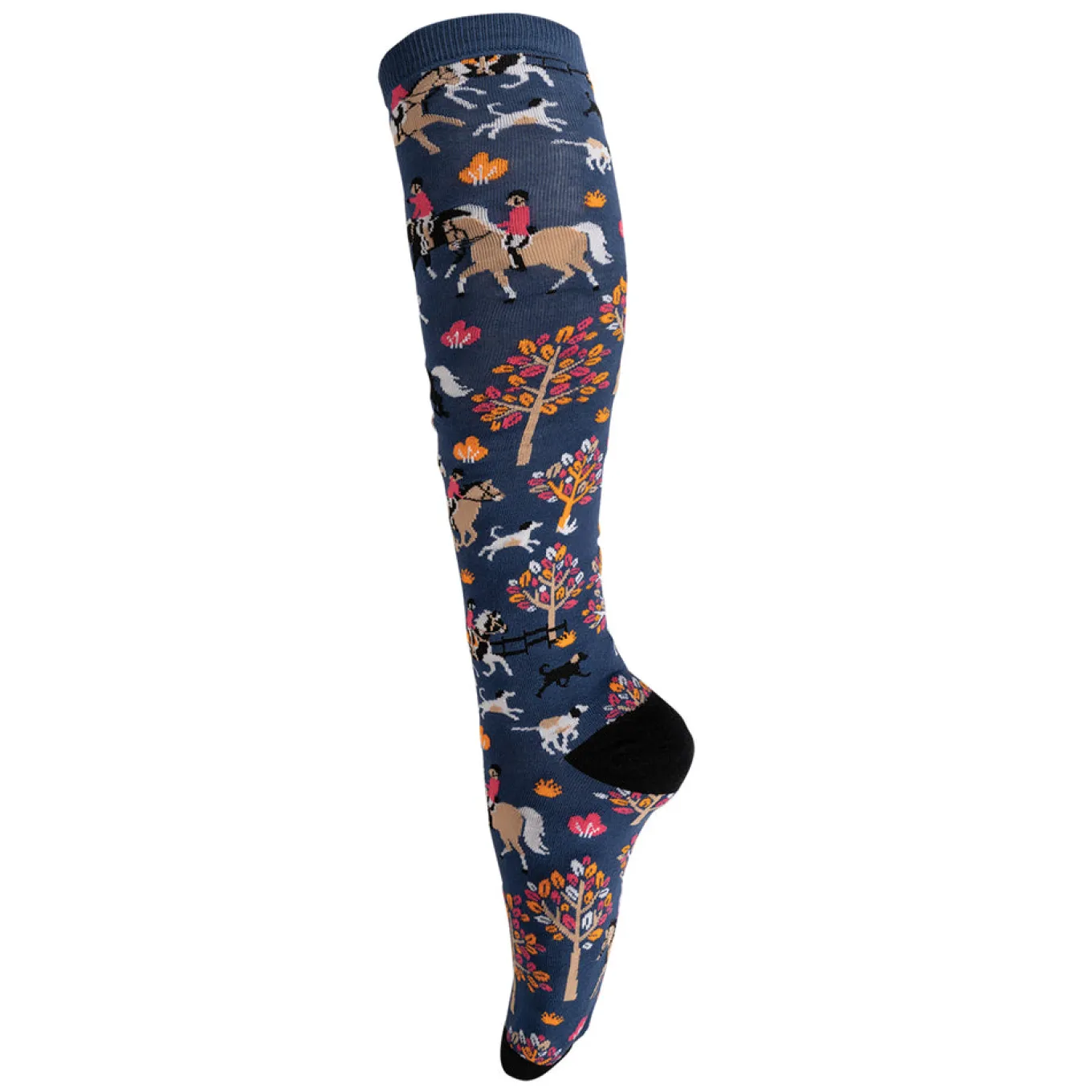 Four White Socks Fall Hunt Knee High Socks