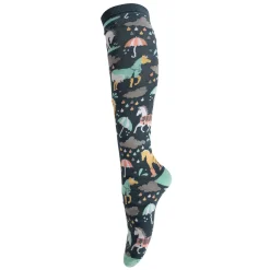 Four White Socks Puddle Ponies Knee High Socks