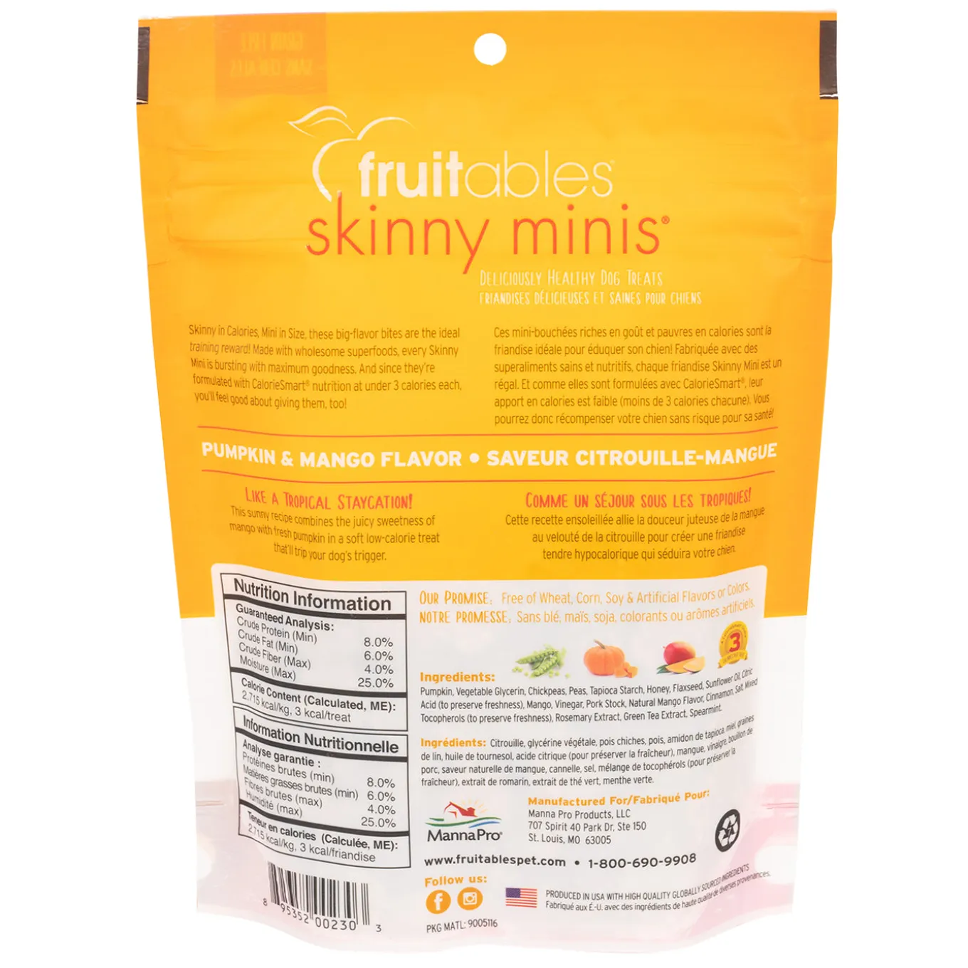 Fruitables Skinny Minis Chewy Pumpkin & Mango Dog Treats 141 g