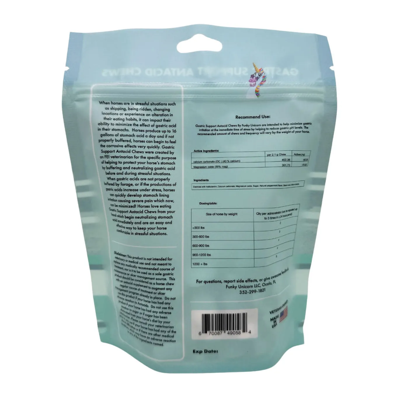 Funky Unicorn Gastric Support Chews Mint 198 g