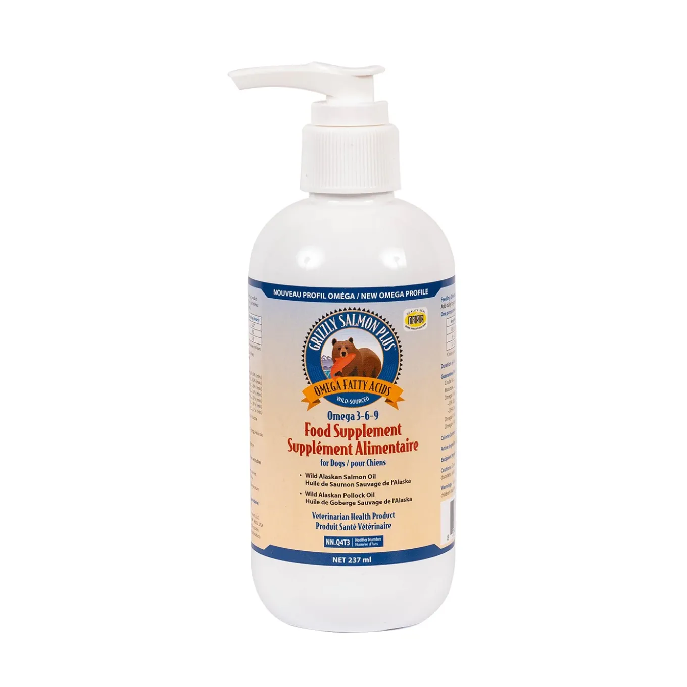 Grizzly Salmon Plus Pump Bottle Pet Supplement 237 mL