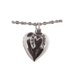 Heart Locket W/ Horseshoe Charm Pendant