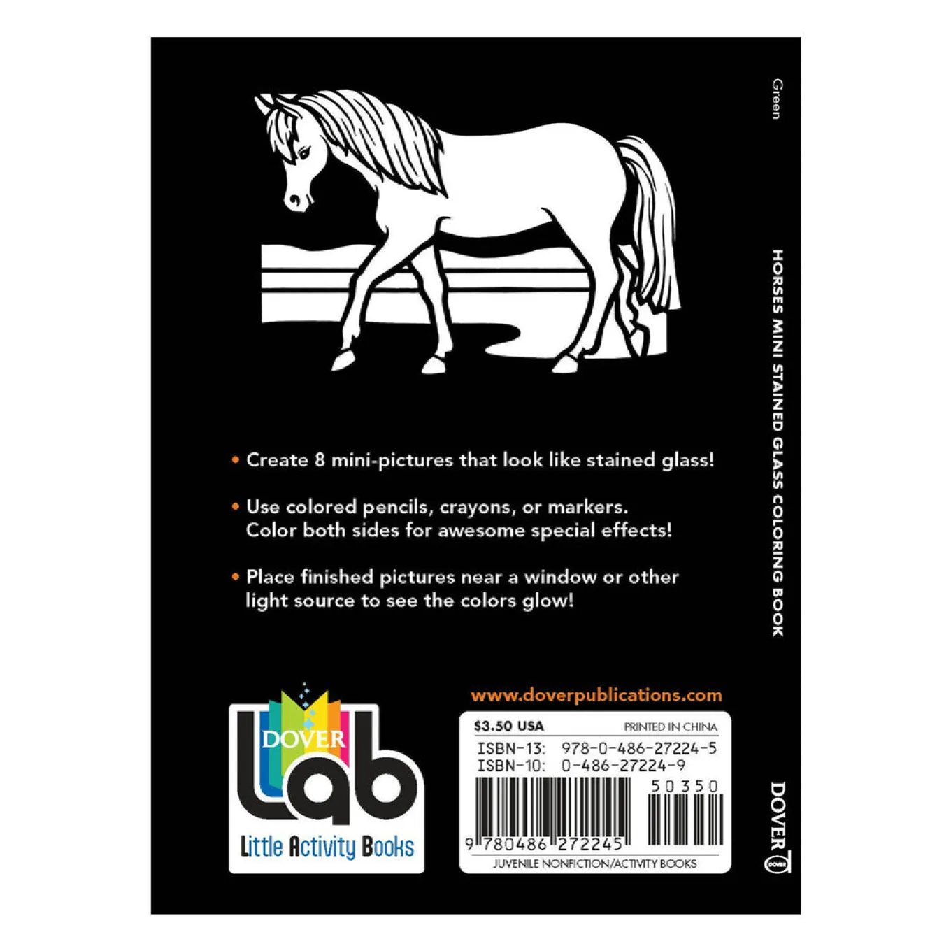 Horses Mini Stained Glass Coloring Book