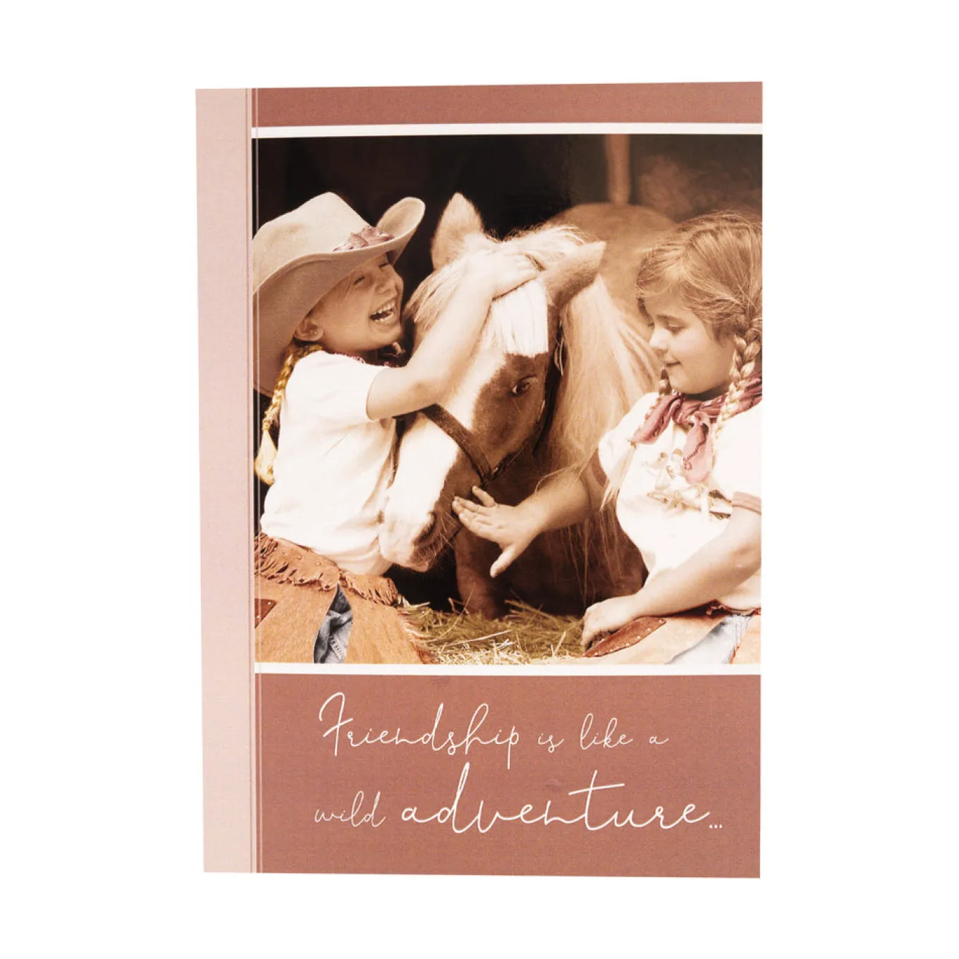Ink on Paper Two Girls W/ Horse Friendship Card