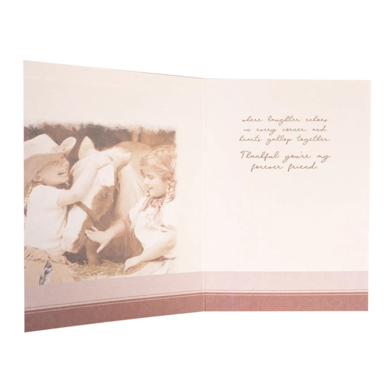 Ink on Paper Two Girls W/ Horse Friendship Card