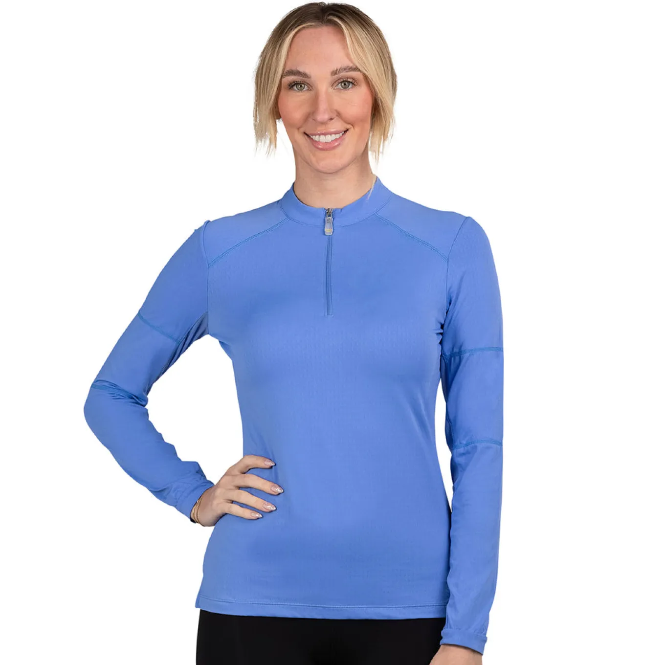 Kastel Denmark Solid Long Sleeve Paneled Quarter Zip Top