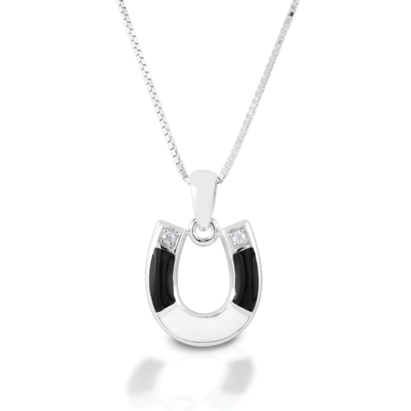 Kelly Herd Black & White Horseshoe Necklace