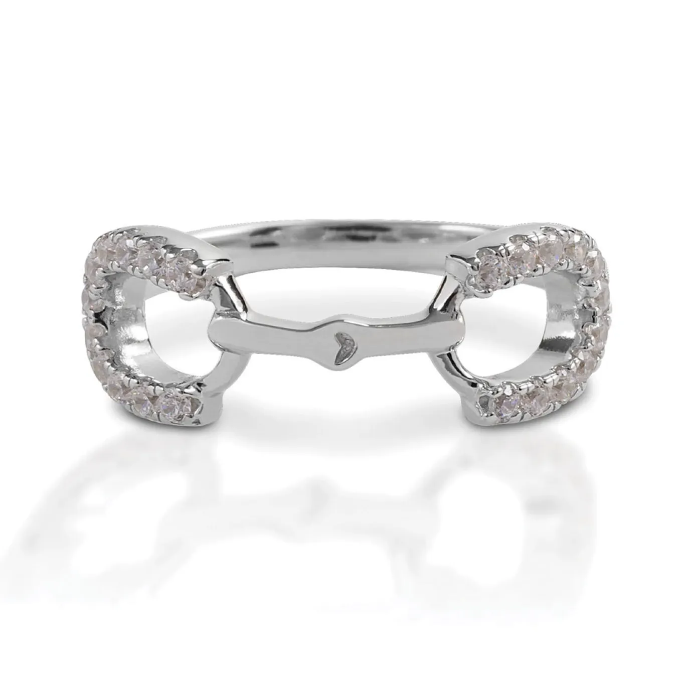 Kelly Herd Clear Stones Horseshoe Bit Ring