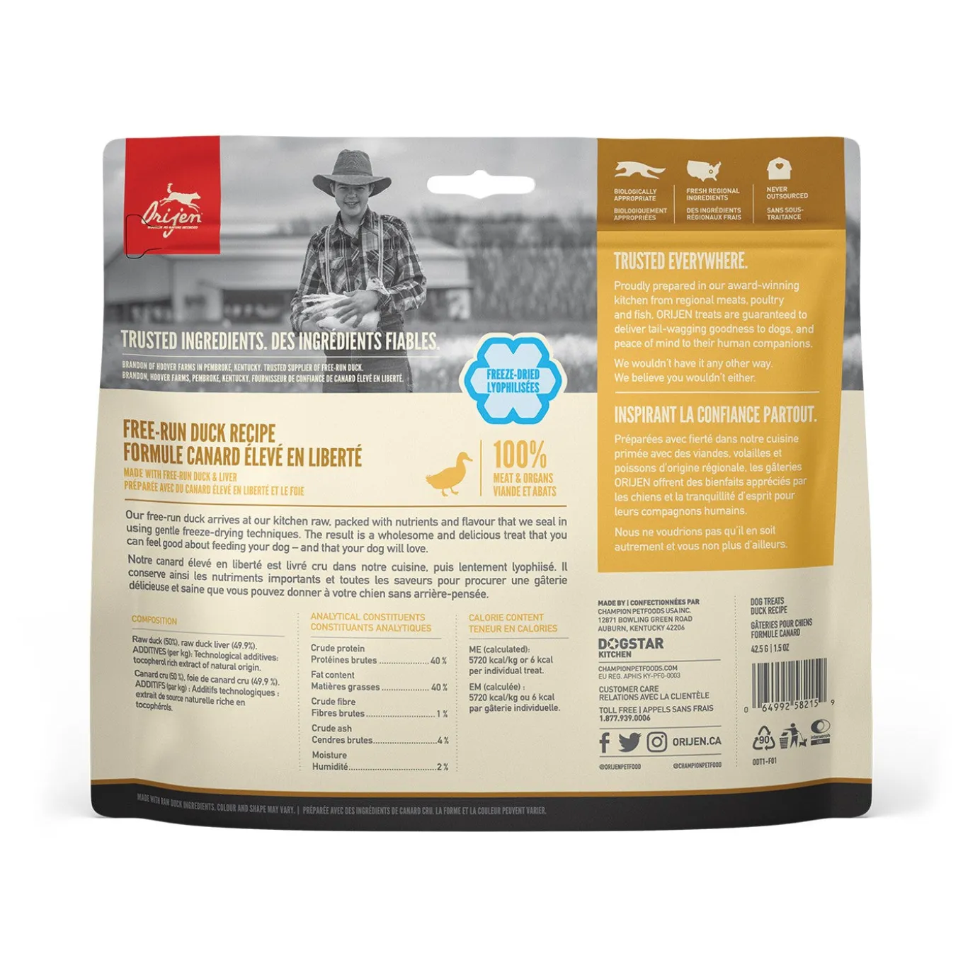 Orijen Freeze Dried Duck Dog Treats 92 g