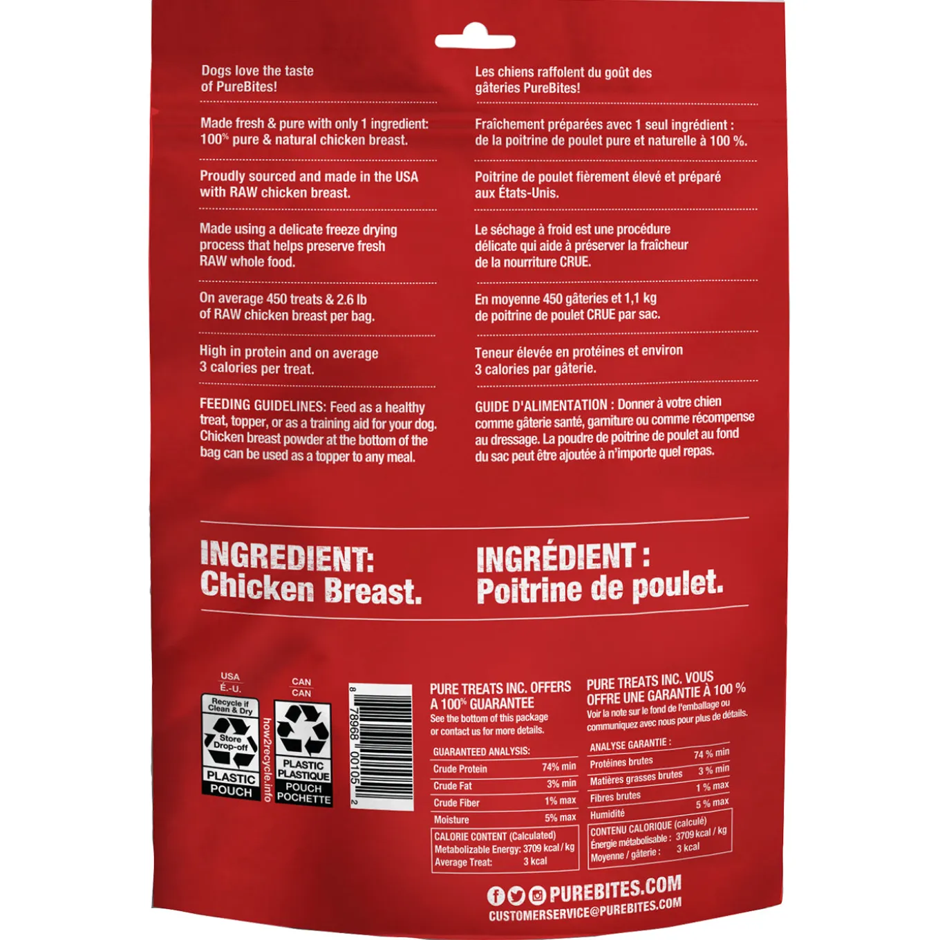 PureBites Freeze Dried Chicken Dog Treats 330 g
