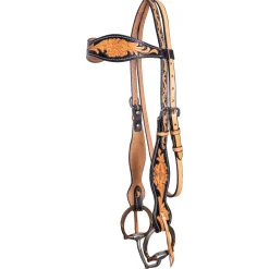 Royal King Flared Two Tone Floral Cowhide Headstall