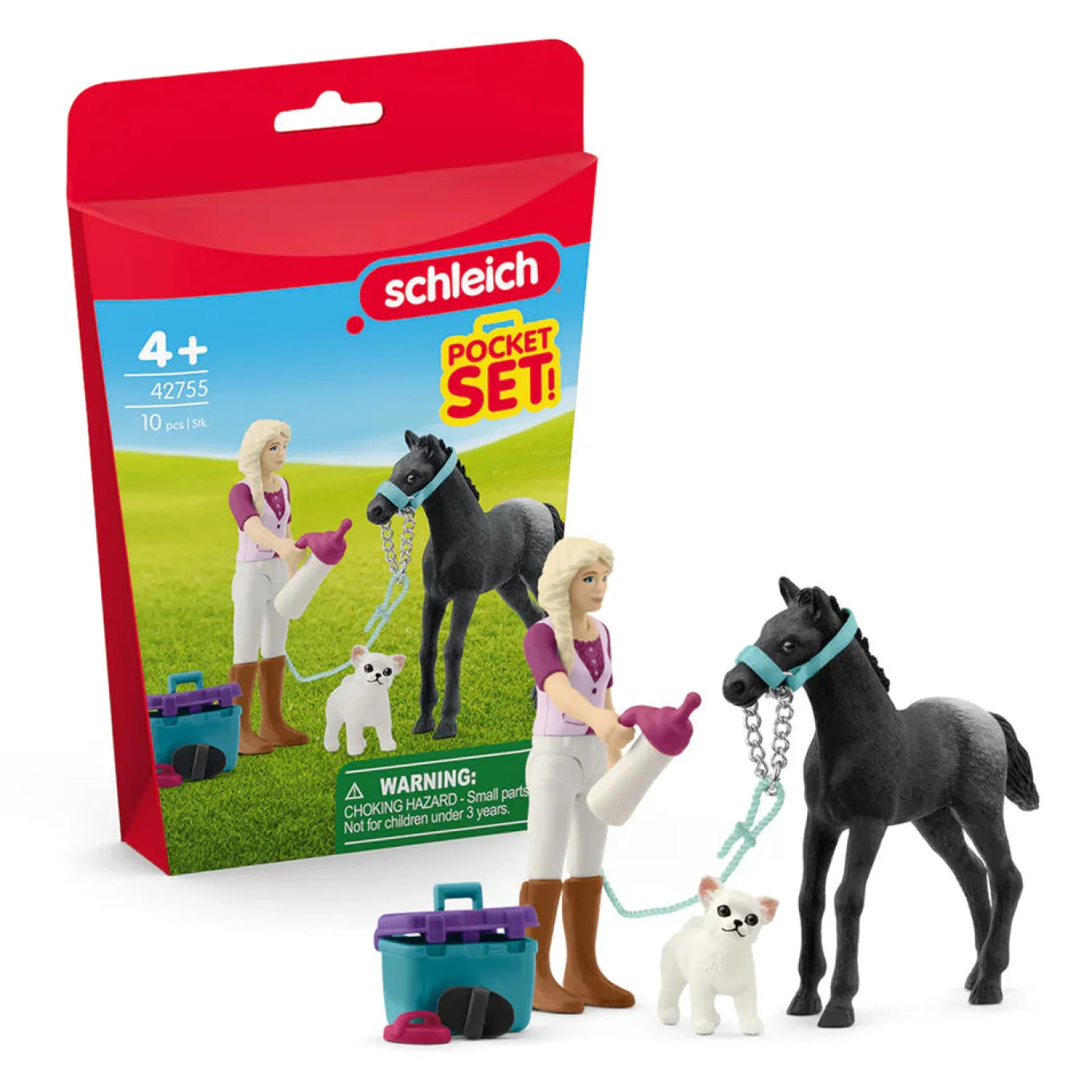 Schleich Horse Club Pocket Set Horse Grooming W/ Appaloosa Foal