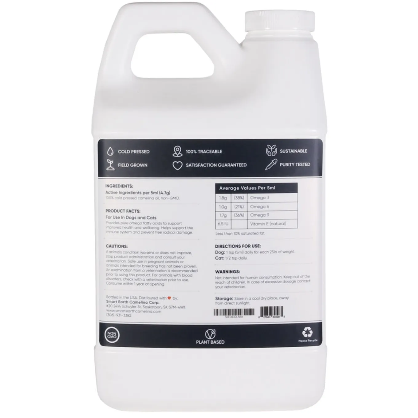 Smart Earth Camelina Oil Dog Supplement 1.9 L