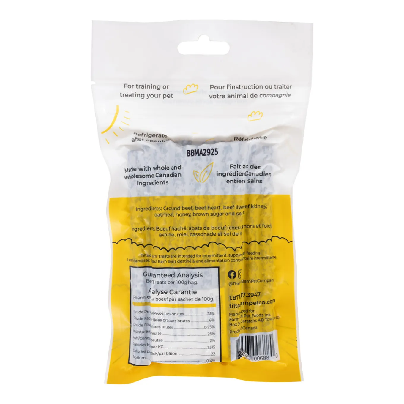 Tilted Barn Canadian Beef Treats No Garlic 100 g