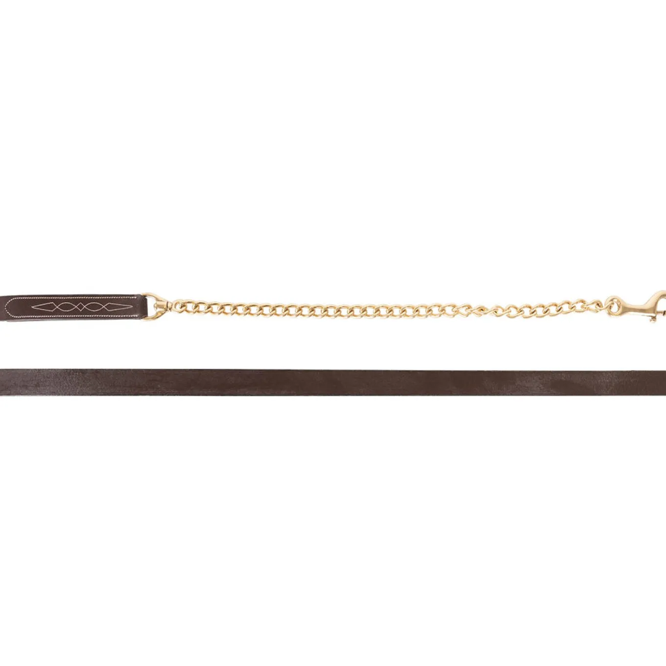 Val du Bois Fancy Stitched Leather Lead W/ 60 cm Brass Chain