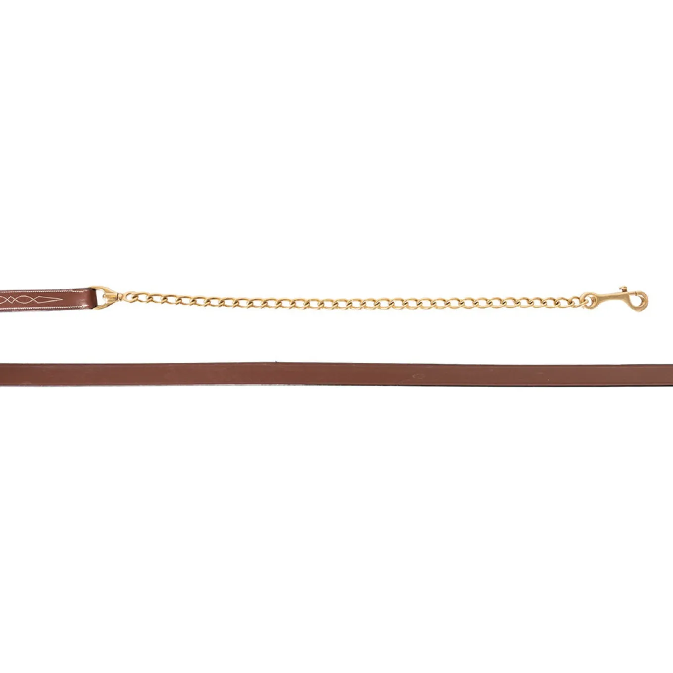 Val du Bois Fancy Stitched Leather Lead W/ 60 cm Brass Chain