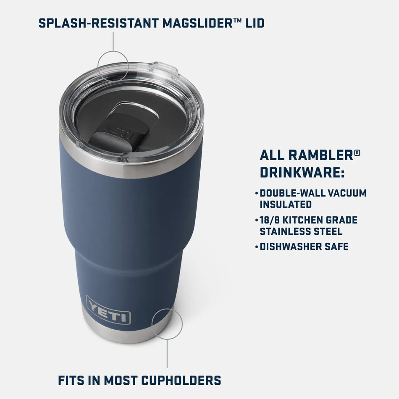 YETI Rambler Tumbler W/ Magslider Lid 887 mL